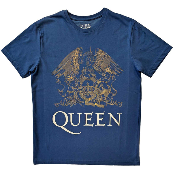 Queen | Official Band T-Shirt | Crest Blue