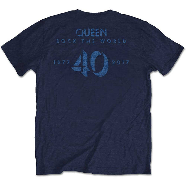 Queen | Official Band T-Shirt | News of the World 40th Vintage Logo (Back Print)