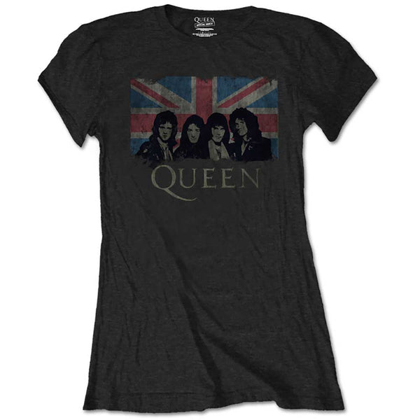 Queen Ladies T-Shirt: Union Jack Vintage