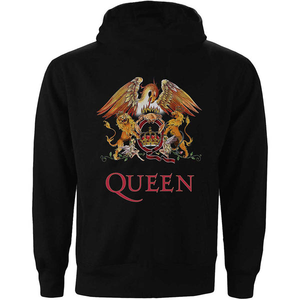 Queen Ladies Zipped Hoodie: Classic Crest (Back Print)