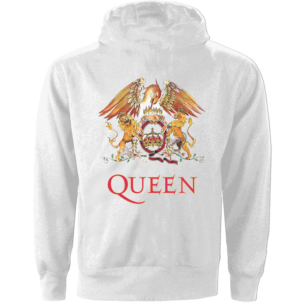 Queen Ladies Zipped Hoodie: Classic Crest (Back Print)