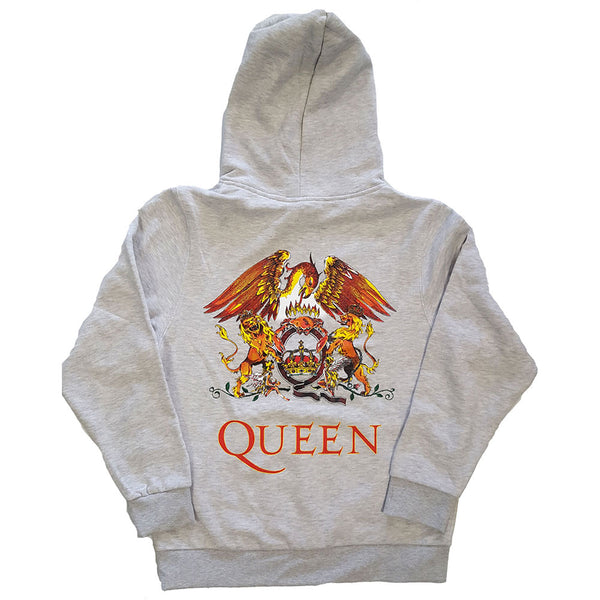 Queen Unisex Zipped Hoodie: Classic Crest (Back Print)