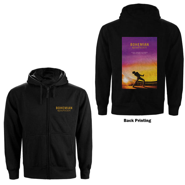 Queen Unisex Zipped Hoodie: Bohemian Rhapsody Movie Poster (Back Print)