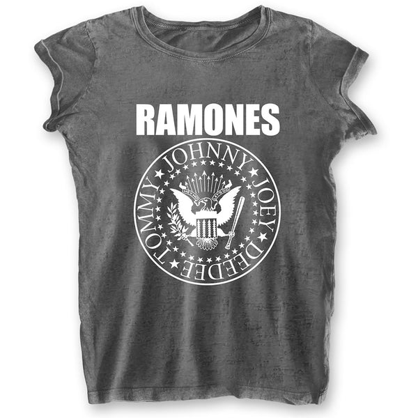 Ramones Ladies T-Shirt: Presidential Seal (Burn Out)