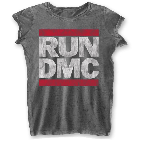 Run DMC Ladies T-Shirt: DMC Logo (Burn Out)