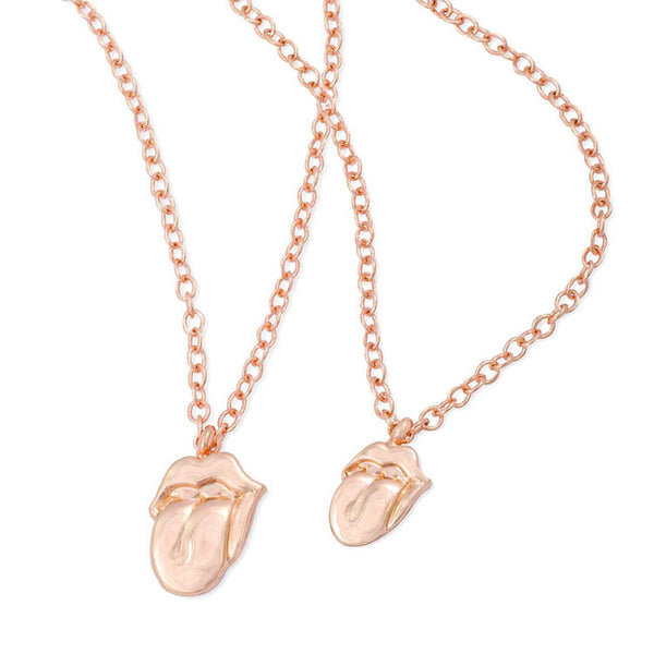 The Rolling Stones Necklace & Bracelet Set: Rose Gold Tongue