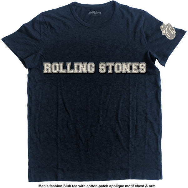 The Rolling Stones Unisex Fashion T-Shirt: Logo & Tongue (Applique Motifs)