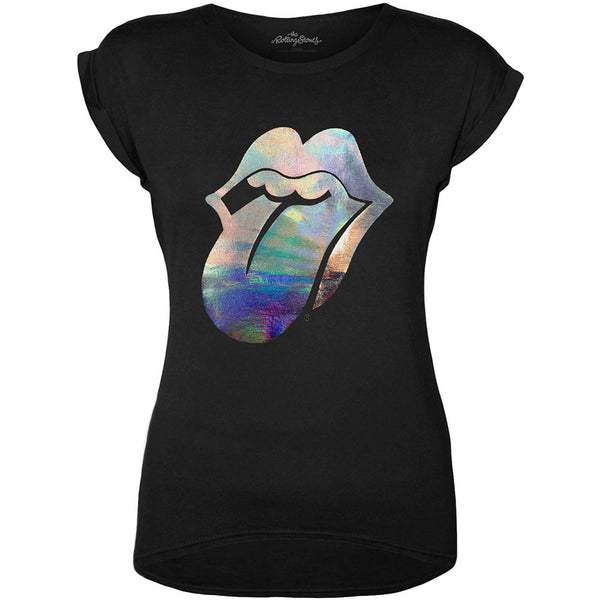 The Rolling Stones Ladies Fashion T-Shirt: Foil Tongue (Foiled Application)