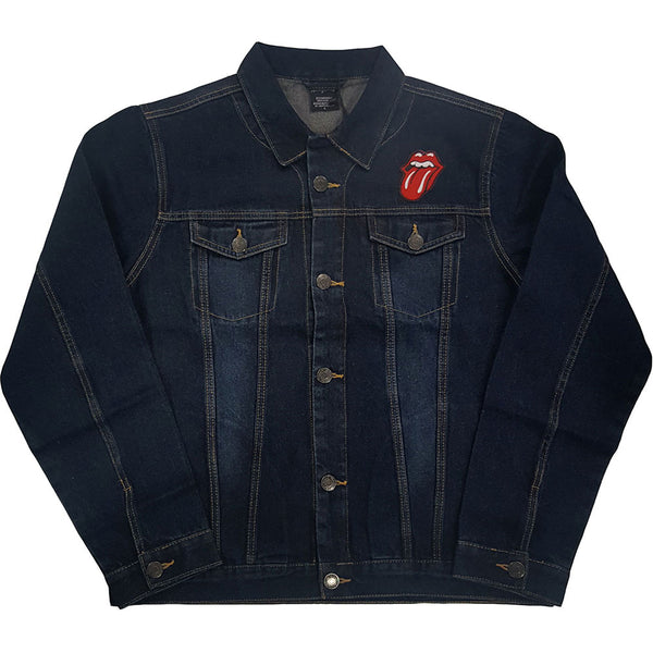 The Rolling Stones Unisex Denim Jacket: Classic Tongue (Back Print)