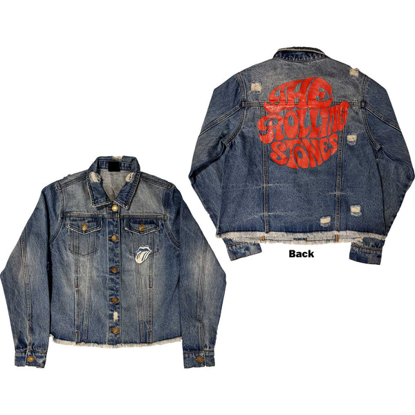 The Rolling Stones Ladies Denim Jacket: Script (Back Print)