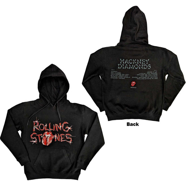 The Rolling Stones | Official Band Hoodie | Hoodie: Hackney Diamonds Glass Logo (Back Print)