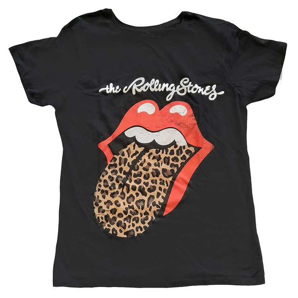 Rolling Stones Ladies T-Shirt: Leopard Print Tongue