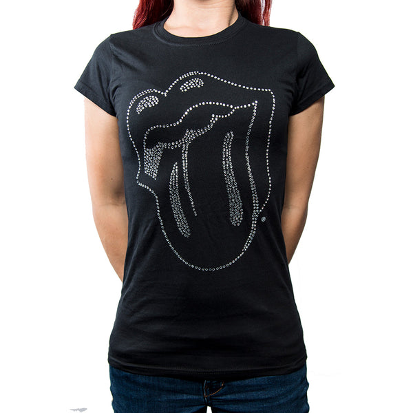 The Rolling Stones Ladies Fashion T-Shirt: Tongue (Diamante)