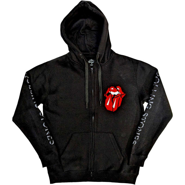 The Rolling Stones | Official Band Zipped Hoodie |Hackney Diamonds Shattered Tongue (Sleeve Print)