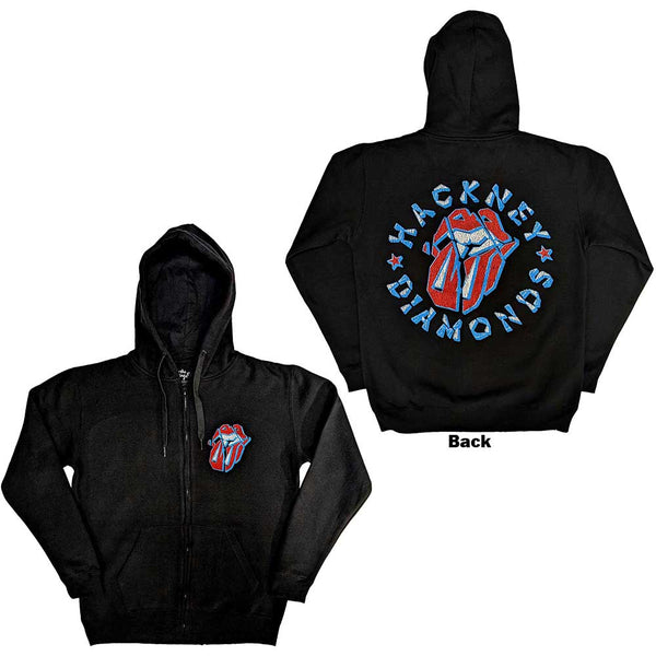 The Rolling Stones | Official Band Zipped Hoodie | Hackney Diamonds Stars (Back Print)