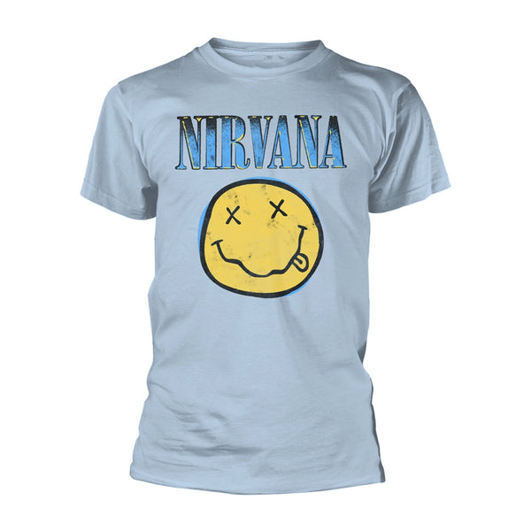 Nirvana Unisex T-shirt: Xerox Happy Face (Blue)