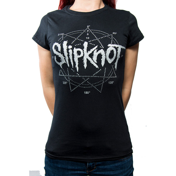 Slipknot Ladies Fashion T-Shirt: Logo Star (Diamante)