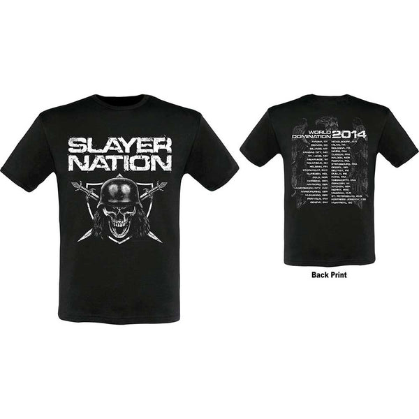 Slayer Unisex T-Shirt: Slayer Nation 2014 Dates (Ex-Tour with Back Print)