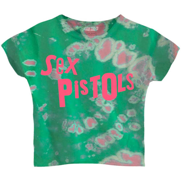 The Sex Pistols Ladies Crop Top: Logo (Dye-Wash)