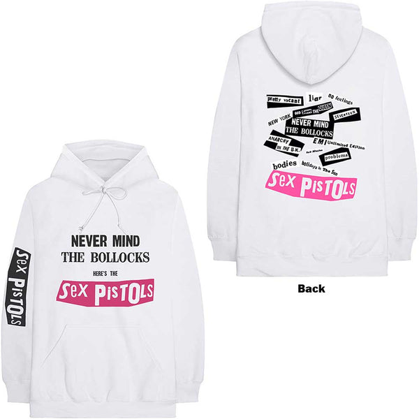 The Sex Pistols Unisex Pullover Hoodie: Never Mind The Bollocks (Back & Sleeve Print)