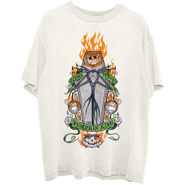 Disney | Official Band T-Shirt | The Nightmare Before Christmas Orange Flames Pumpkin King