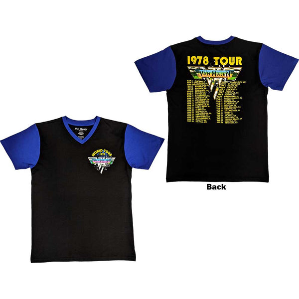 Van Halen | Official Band Raglan T-shirt | 1978 Tour Dates (Back Print)
