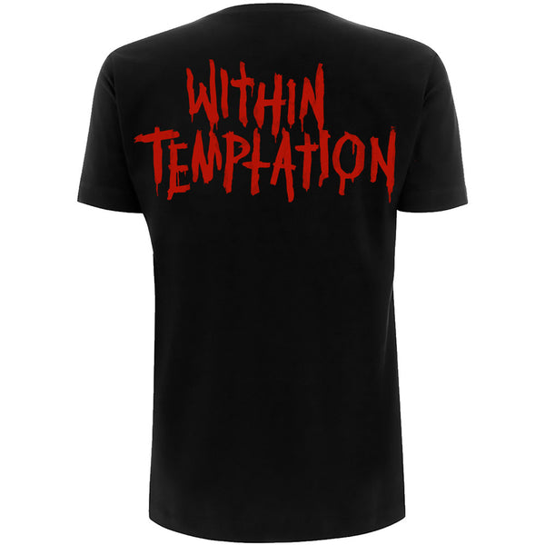 Within Temptation Ladies T-Shirt: Purge Outline (Red Face) (Back Print)