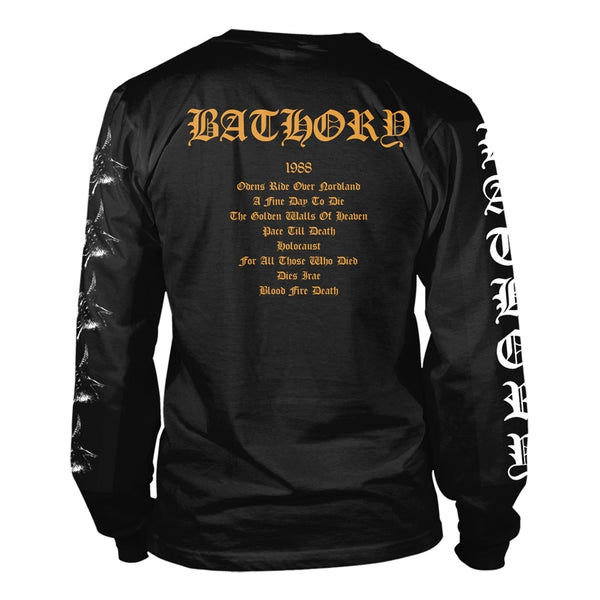 Bathory Unisex Long Sleeved T-shirt: Blood Fire Death 2 (back print)
