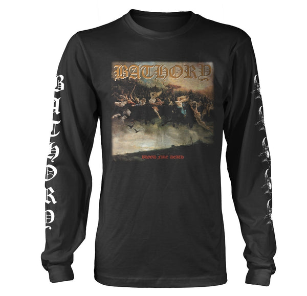 Bathory Unisex Long Sleeved T-shirt: Blood Fire Death (back print)