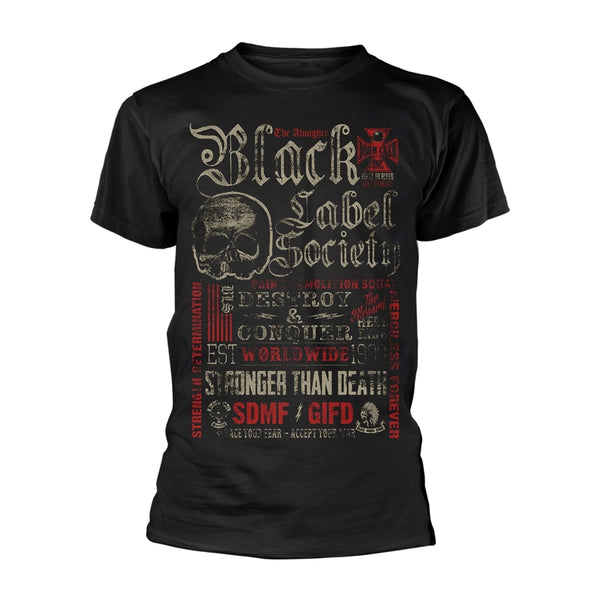 Black Label Society Unisex T-shirt: Destroy & Conquer (back print)