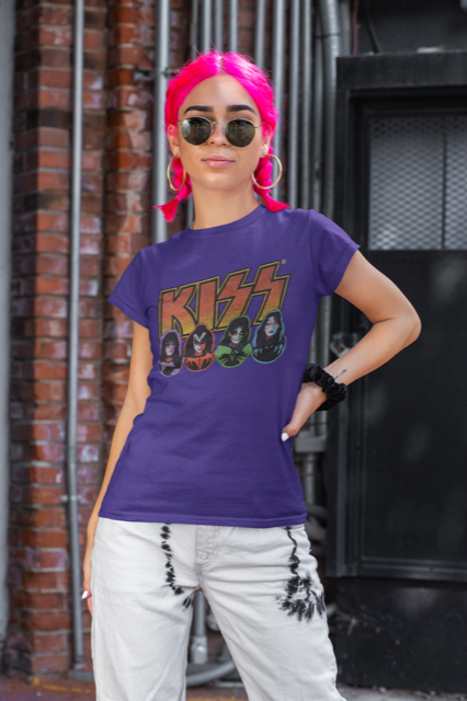 KISS Ladies T-Shirt: Logo, Faces & Icons